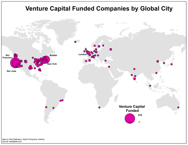Venture Capital Funded Startups by Global City
