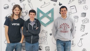 Verse founders Dario Nieuwenhuis, Borja Rossell and Alex Lopera at their offices in Eixample, Barcelona. 