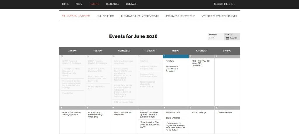 event calendar - how to work with barcinno